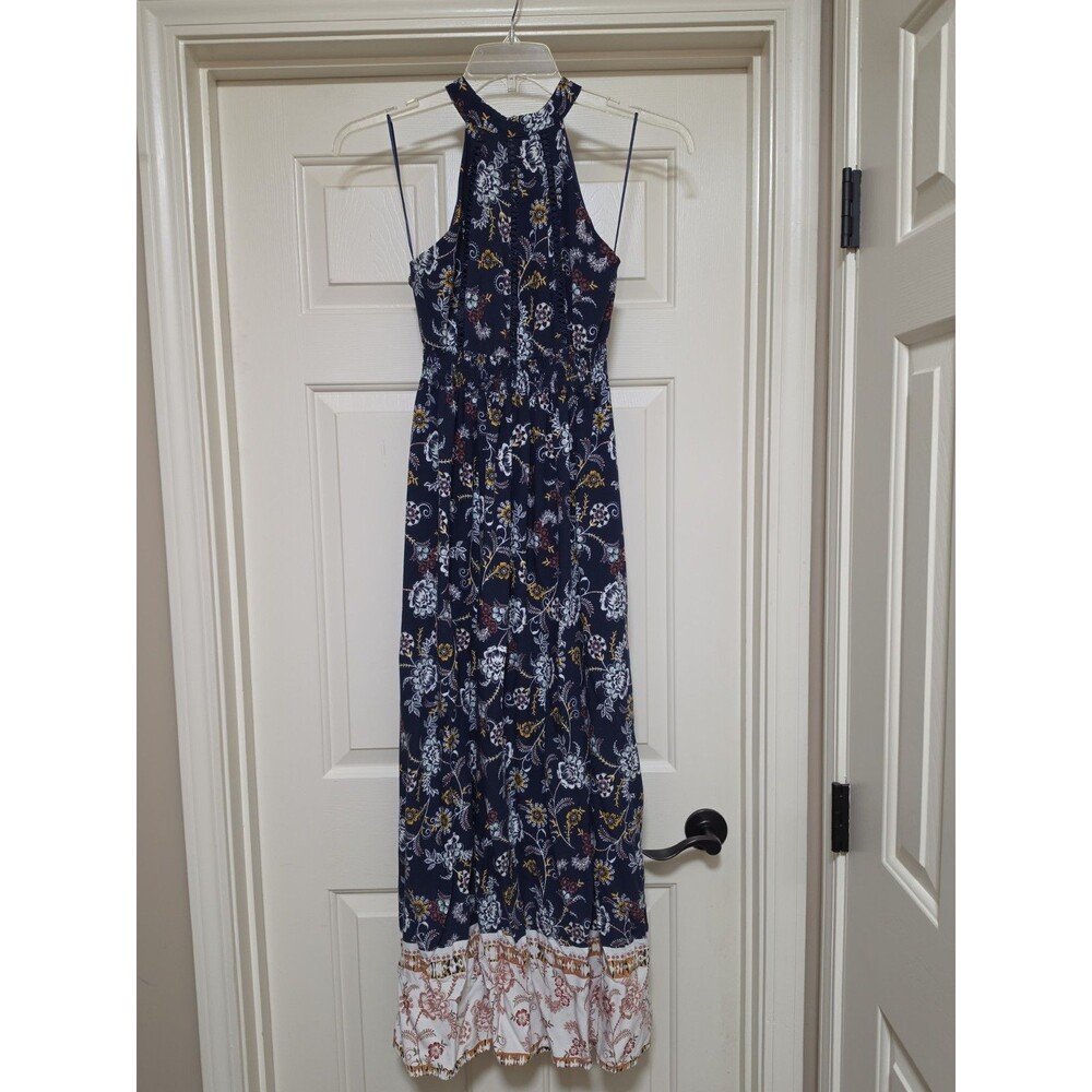 Altar'd State Maxi Dress Blue Floral Size Small